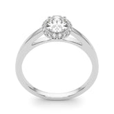 2 1/5 ctw Oval Lab Grown Diamond Classic Pave Solitaire Engagement Ring with Halo in White Gold
